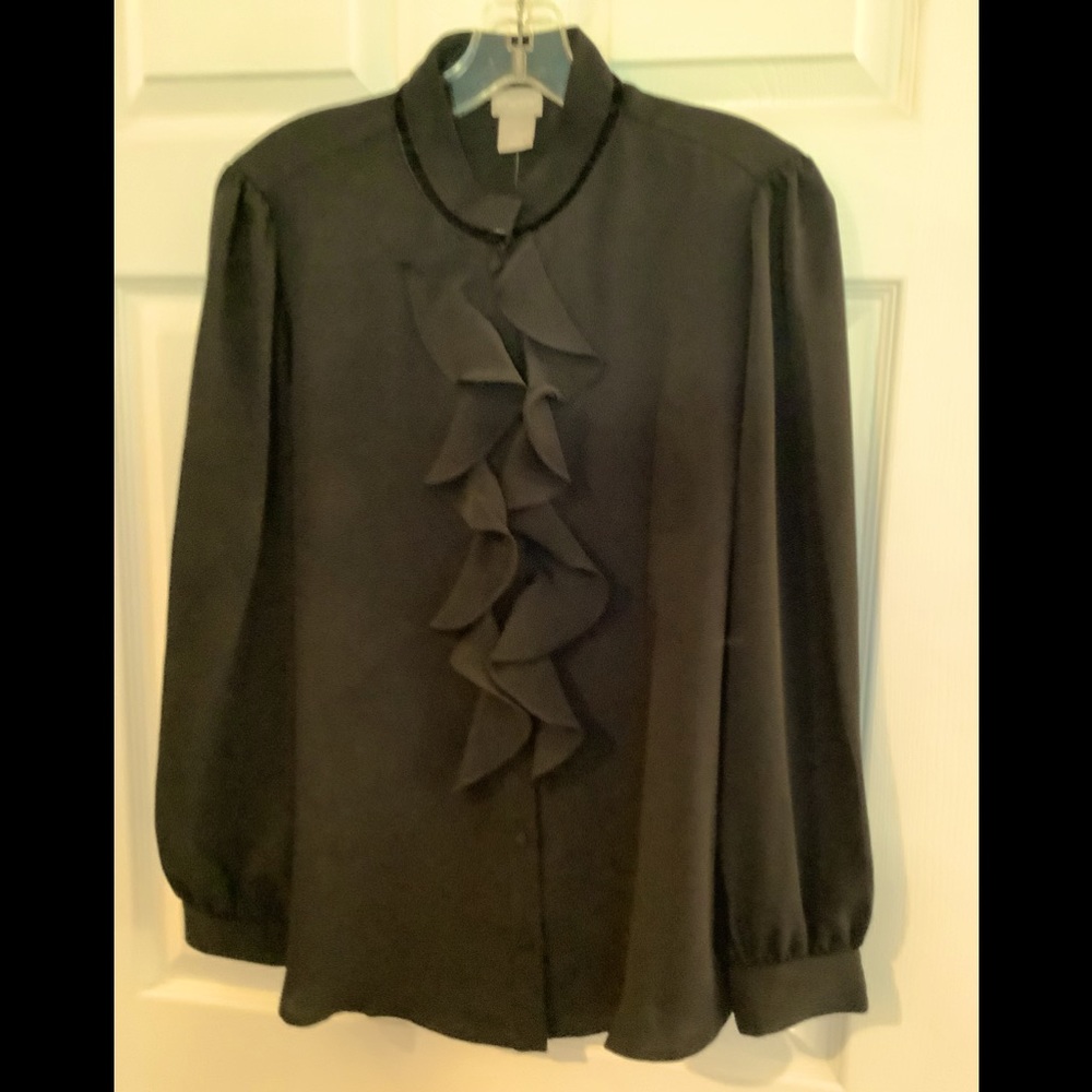 Chicos Ruffle Front Blouse sz 1 (8-10) NWT